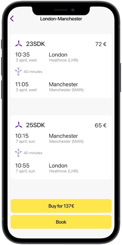 | Android, IOS | Mobile application for airline 4